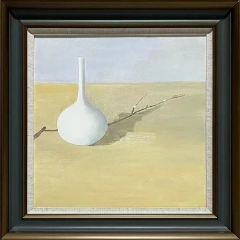 SL-3 Handmade Painting Art Golden Grey Solid Wood Frame Size 26inx26in