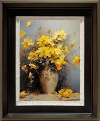 SL-14 Handmade Painting Art Dark Brown Solid Frame Size 18inx22in